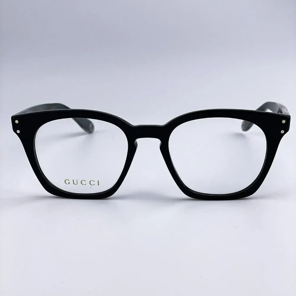 SALE! NEW GUCCI LOGO GG0572O 009 Black Grey Demo Square Unisex Eyeglasses